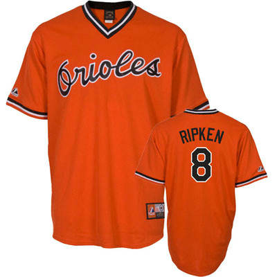 Baltimore Orioles 1982 Shortstop Cal Ripken 8 Orange Throwback MLB Jersey